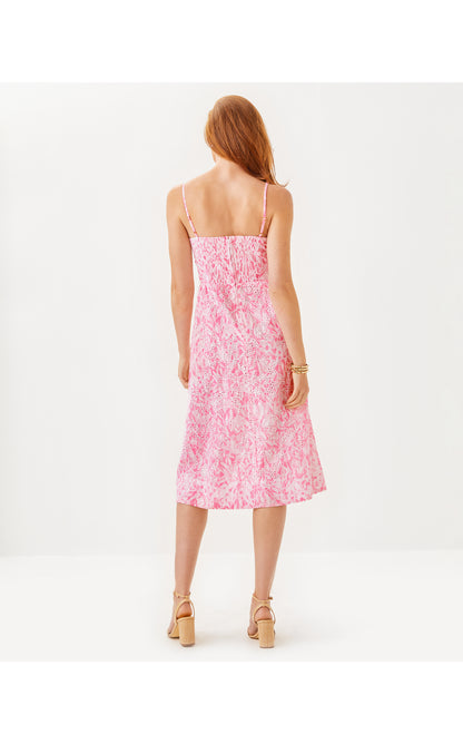 Allarie Midi Dress - Rousseau Pink Tulip To Tango