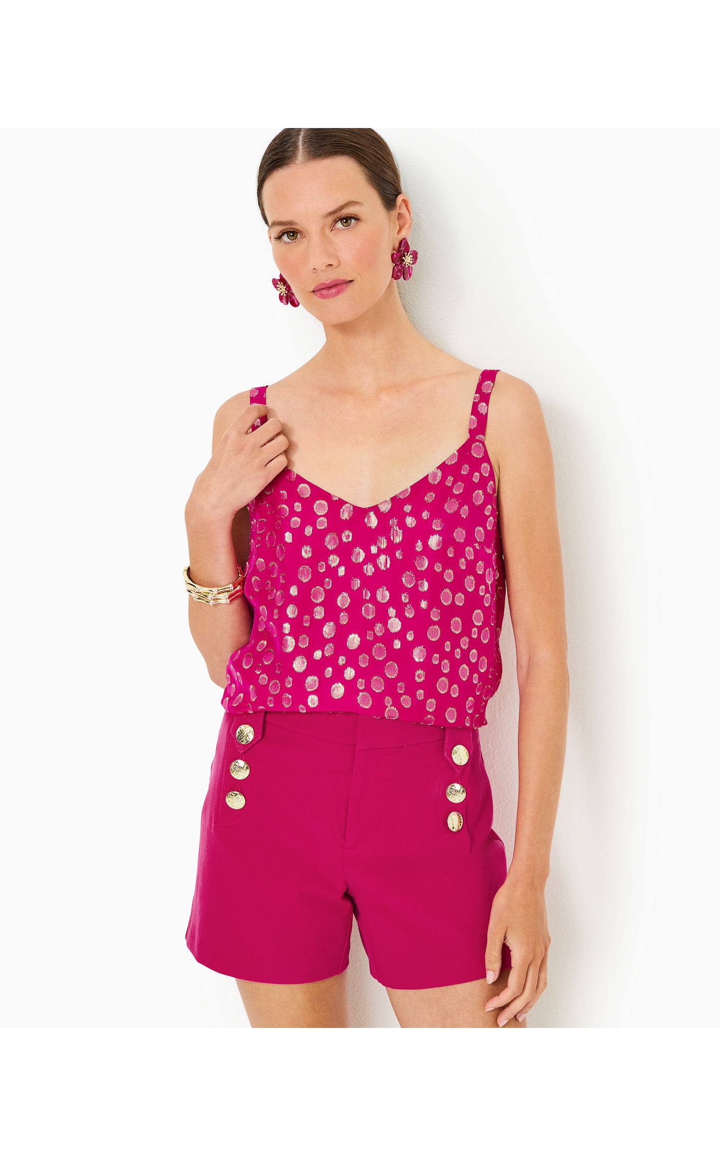 Nadia Silk Cami - Mystique Pink Silk Bubbly Clip