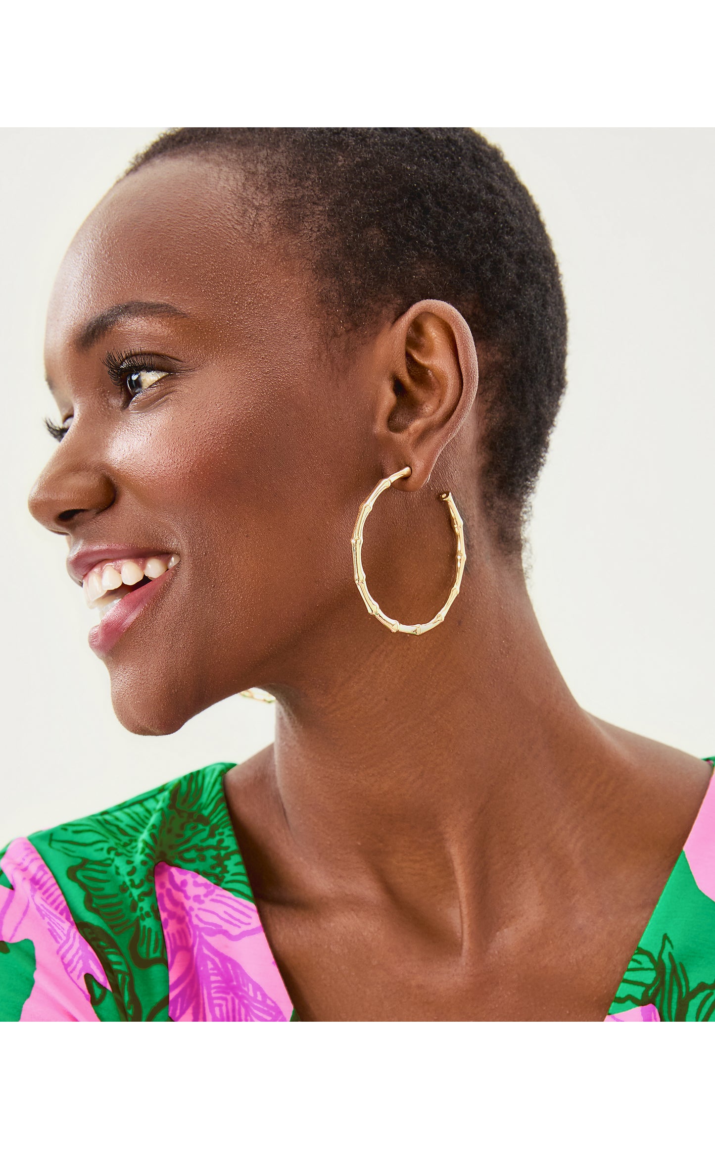 Bamboo Forest Hoop Earrings - Gold Metallic