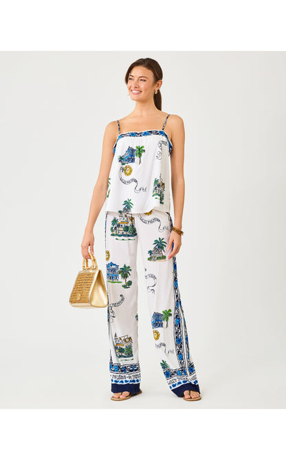 Bal Harbour Stretch Palazzo - Coconut Key West Toile Engineered Pant