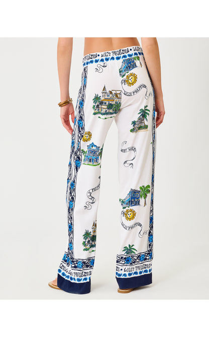 Bal Harbour Stretch Palazzo - Coconut Key West Toile Engineered Pant
