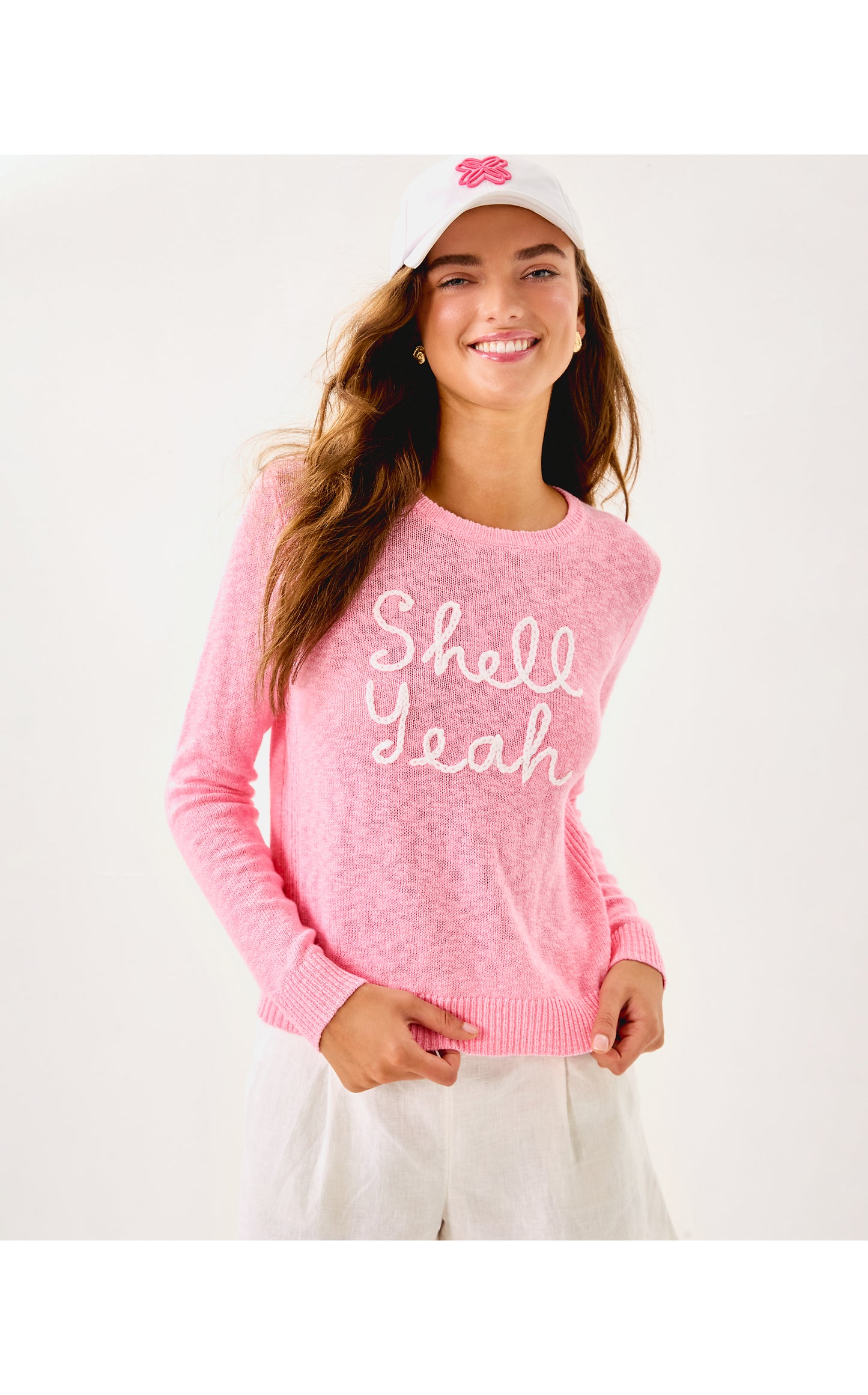 Tully Sweater - Conch Shell Pink Shell Yeah Embroidery