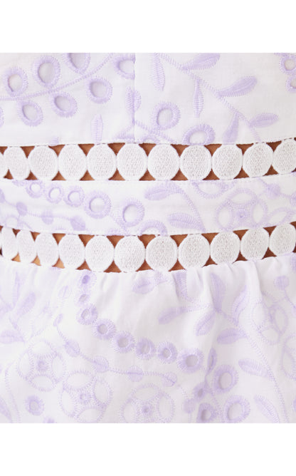 Tiah Eyelet Top - Water Hyacinth Dancing Daisies Eyelet