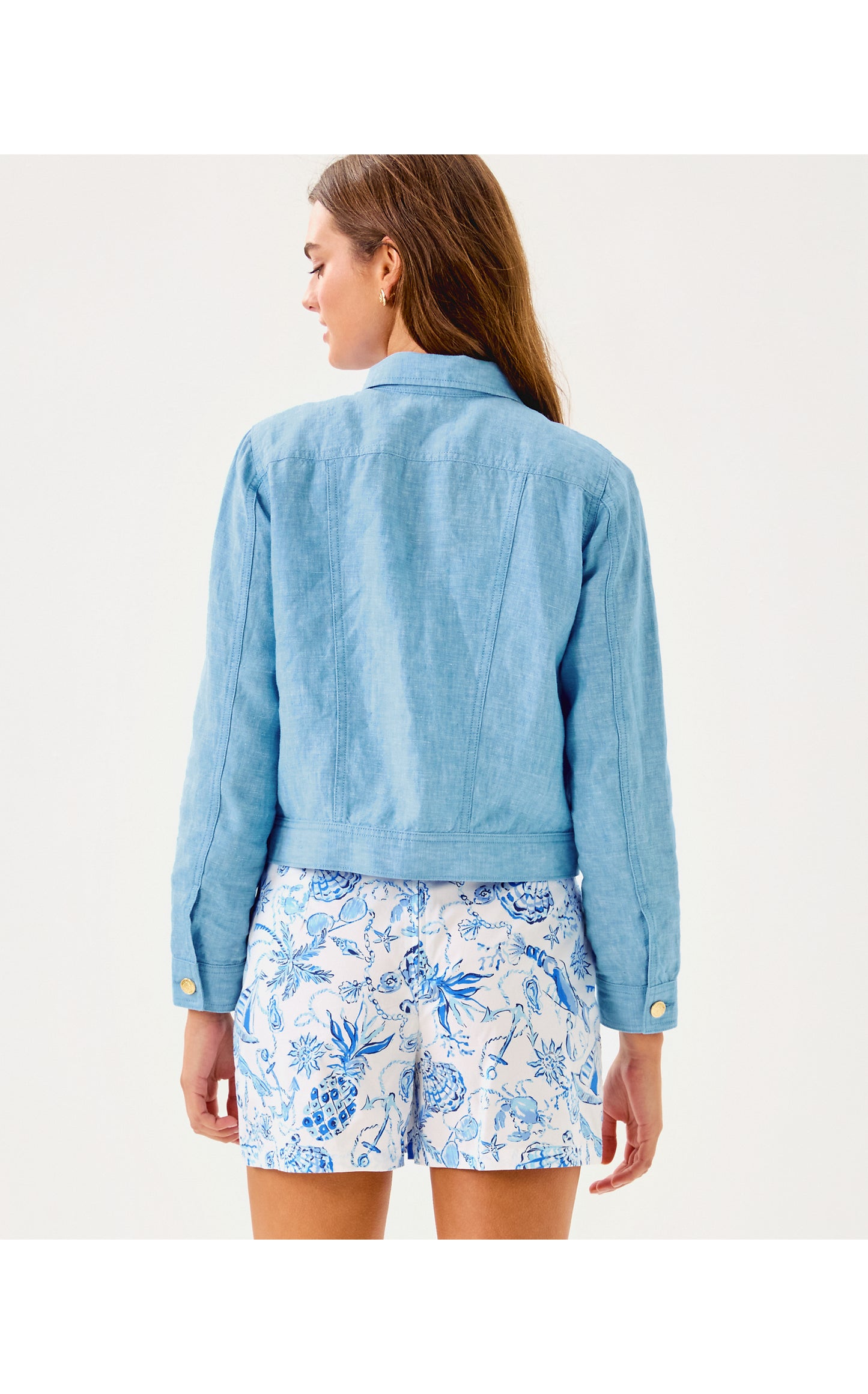 Seaspray Linen Jacket - Blue Peri X Resort White