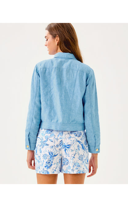 Seaspray Linen Jacket - Blue Peri X Resort White