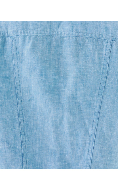 Seaspray Linen Jacket - Blue Peri X Resort White