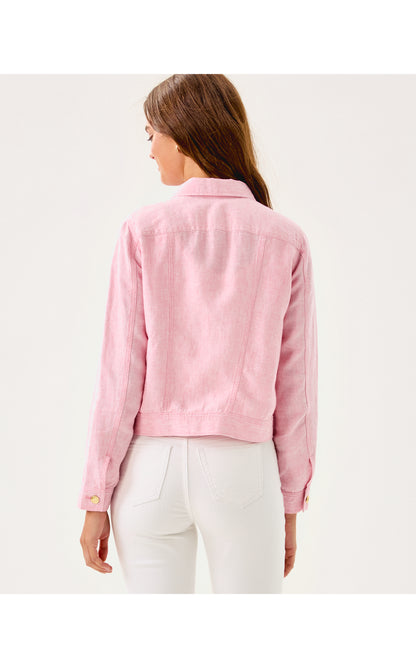 Seaspray Linen Jacket - Conch Shell Pink X Resort White