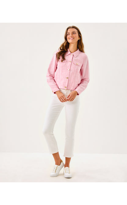 Seaspray Linen Jacket - Conch Shell Pink X Resort White