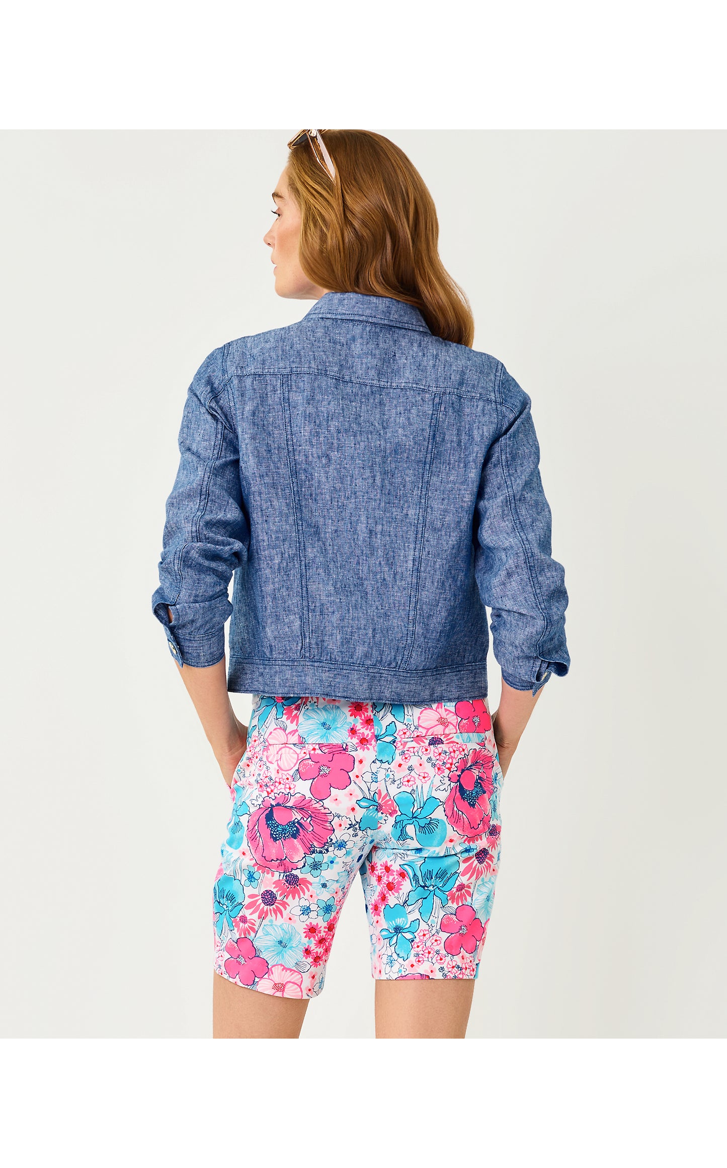 Seaspray Linen Jacket - Starlight Navy X Resort White