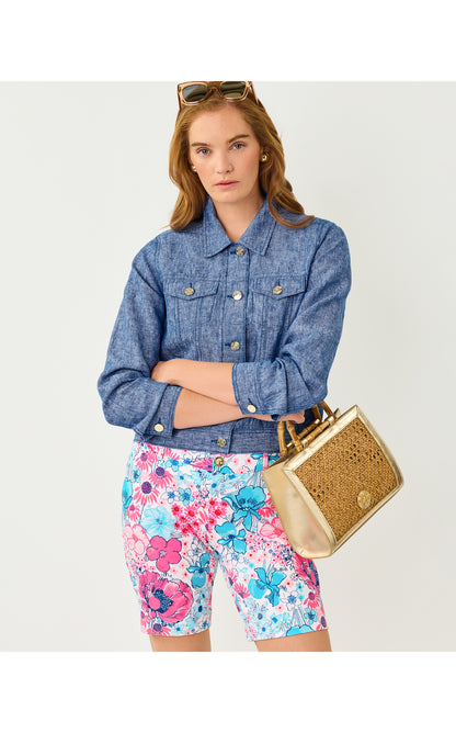 Seaspray Linen Jacket - Starlight Navy X Resort White