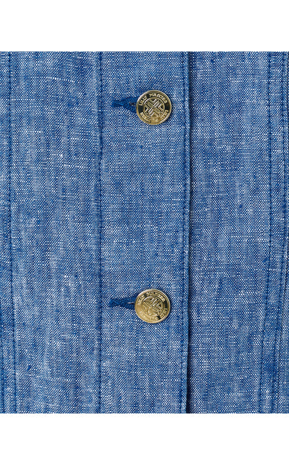 Seaspray Linen Jacket - Starlight Navy X Resort White