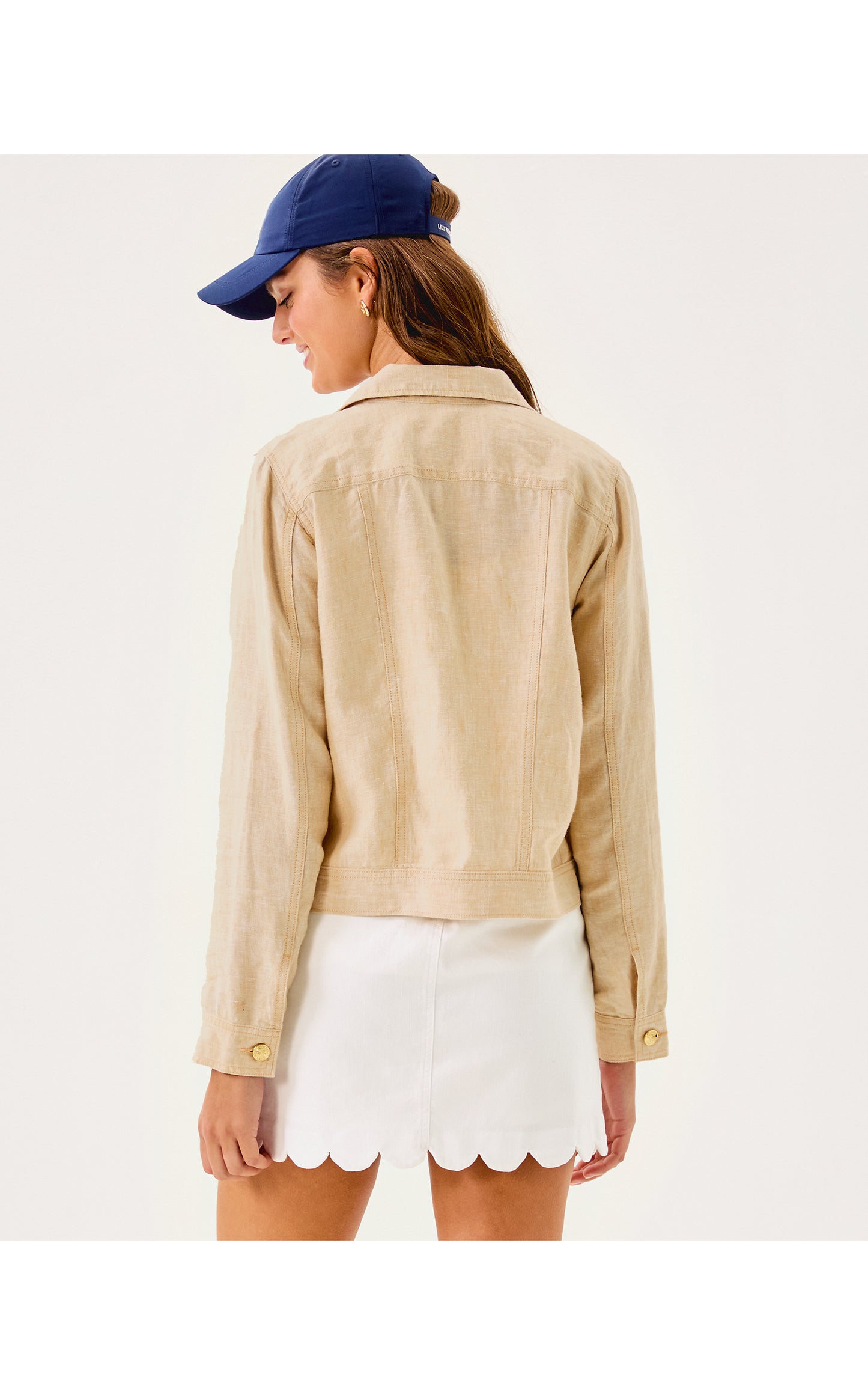 Seaspray Linen Jacket - Wicker Tan X Resort White