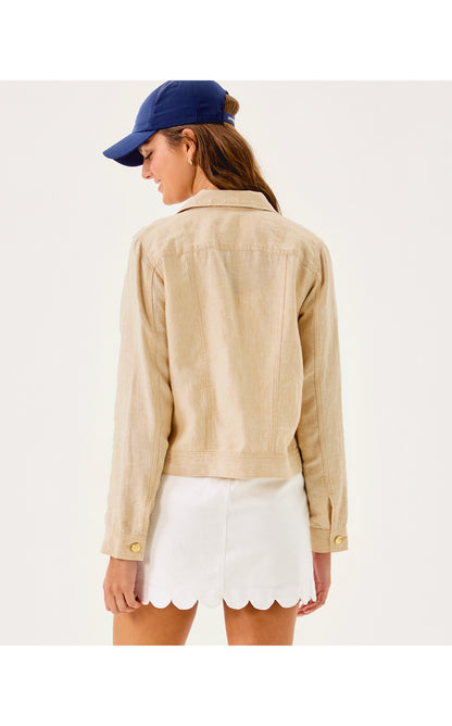 Seaspray Linen Jacket - Wicker Tan X Resort White