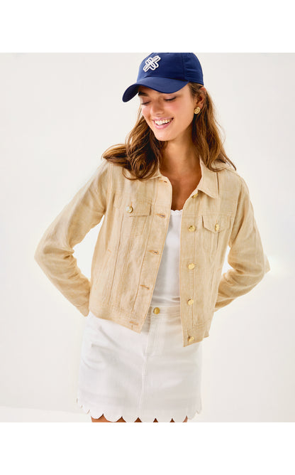 Seaspray Linen Jacket - Wicker Tan X Resort White