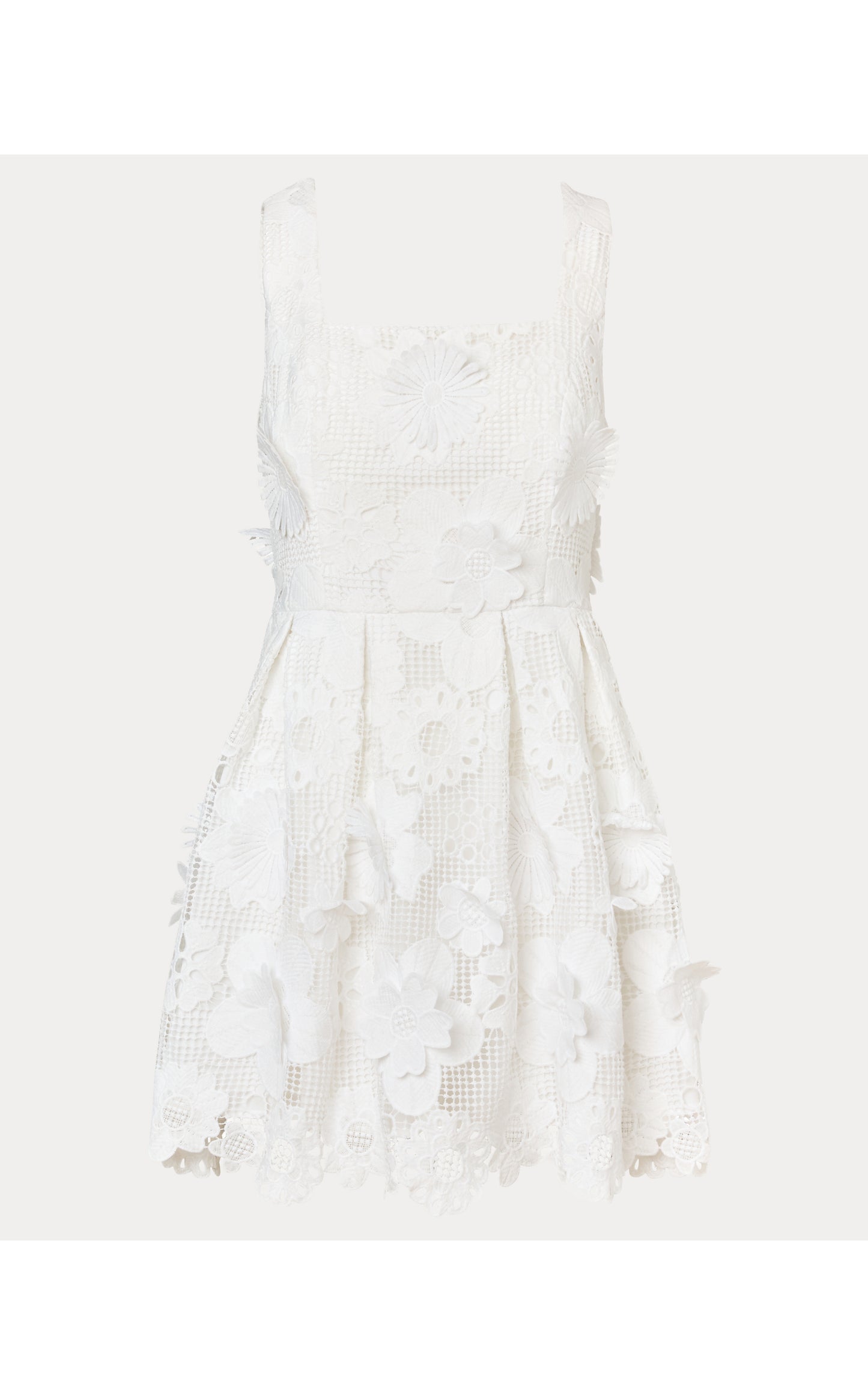 Cindy Skirted Romper - Resort White Passion Flower 3D Lace
