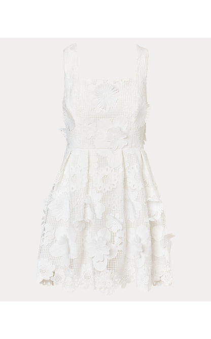 Cindy Skirted Romper - Resort White Passion Flower 3D Lace