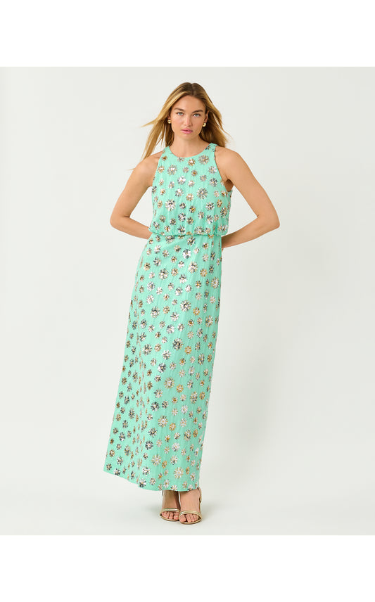 Teonna Maxi Dress - Mint Condition Sparkler Embellished Linen Blend