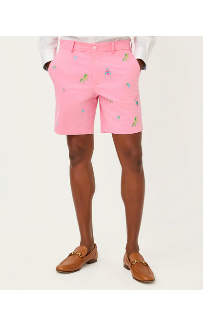 Mens Stuff Volk Stretch Short - Conch Shell Pink Derby Ditsy Embroidery
