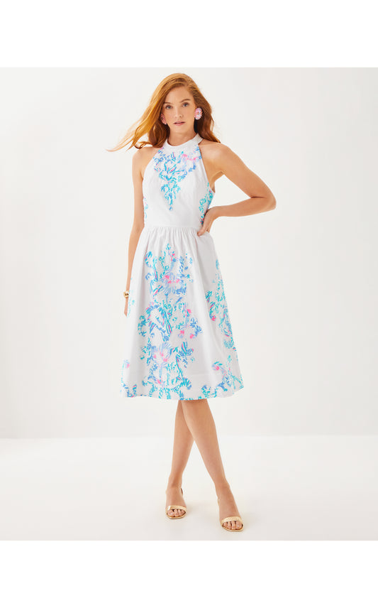 Gianne Midi Dress - Resort White Applique Layout