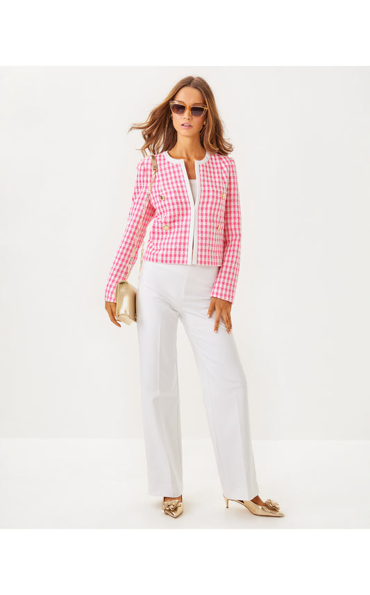 Rohana Boucle Shift Jacket- Rousseau Pink Charming Check Boucle