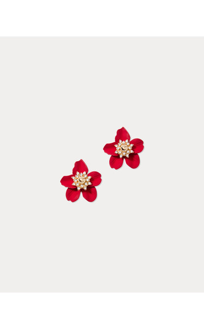 Small Orchid Earrings - Cranberry Red