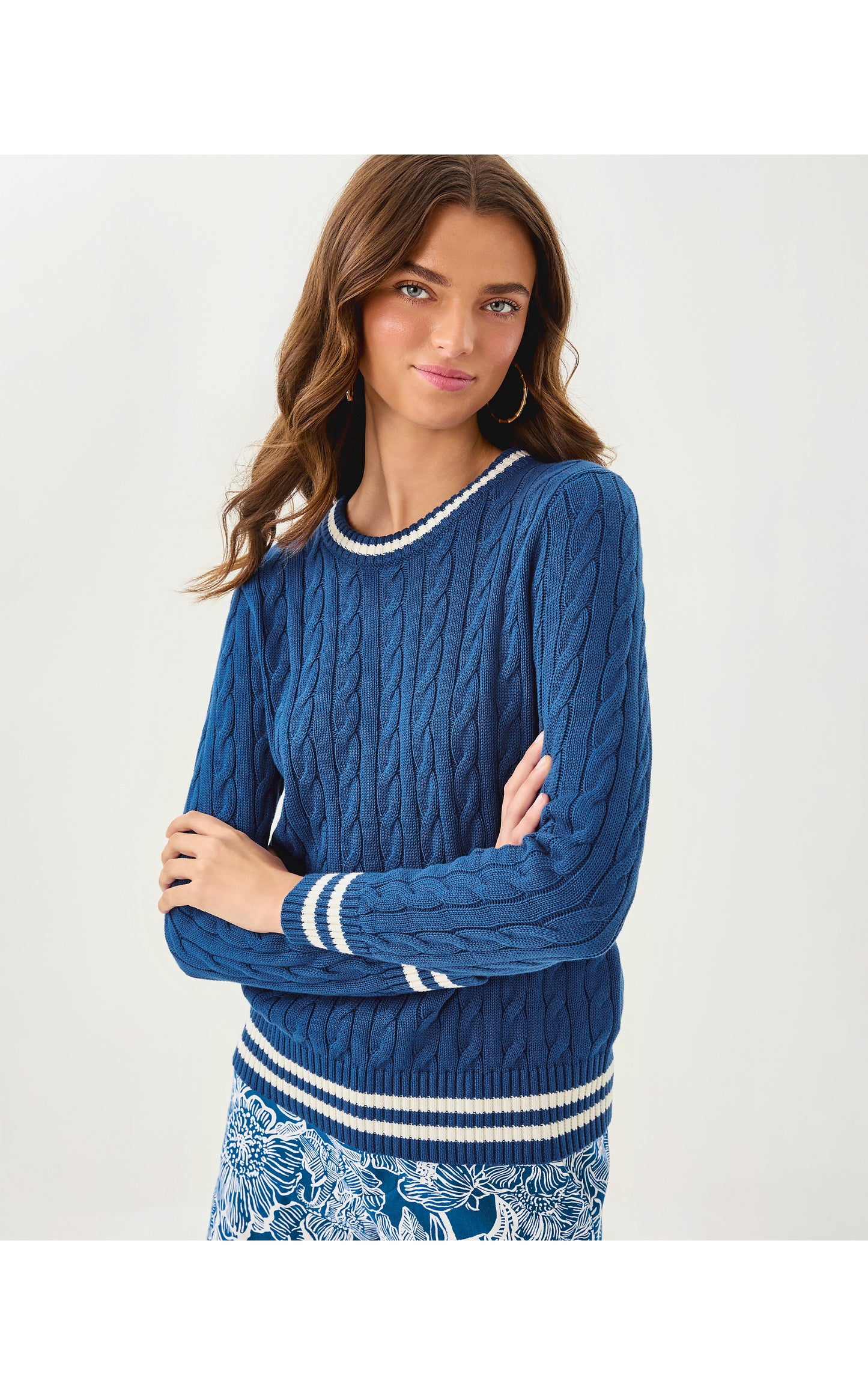 Brockton Crew Neck Sweater - Starlight Navy x Coconut Tipping