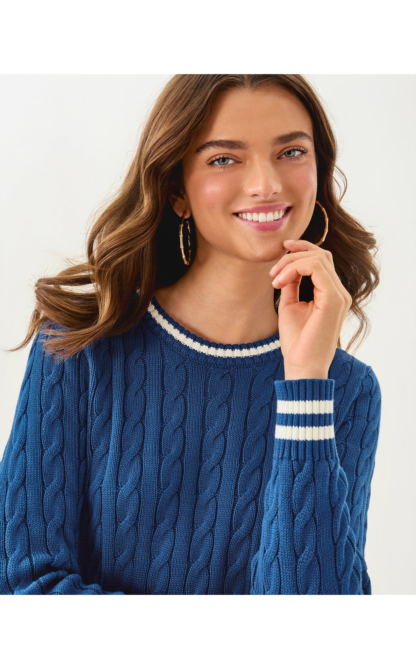 Brockton Crew Neck Sweater - Starlight Navy x Coconut Tipping