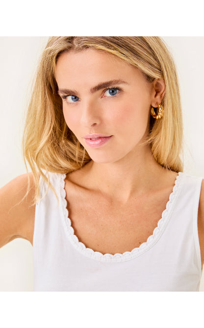 Gabbie Crochet Trimmed Knit Top - Resort White