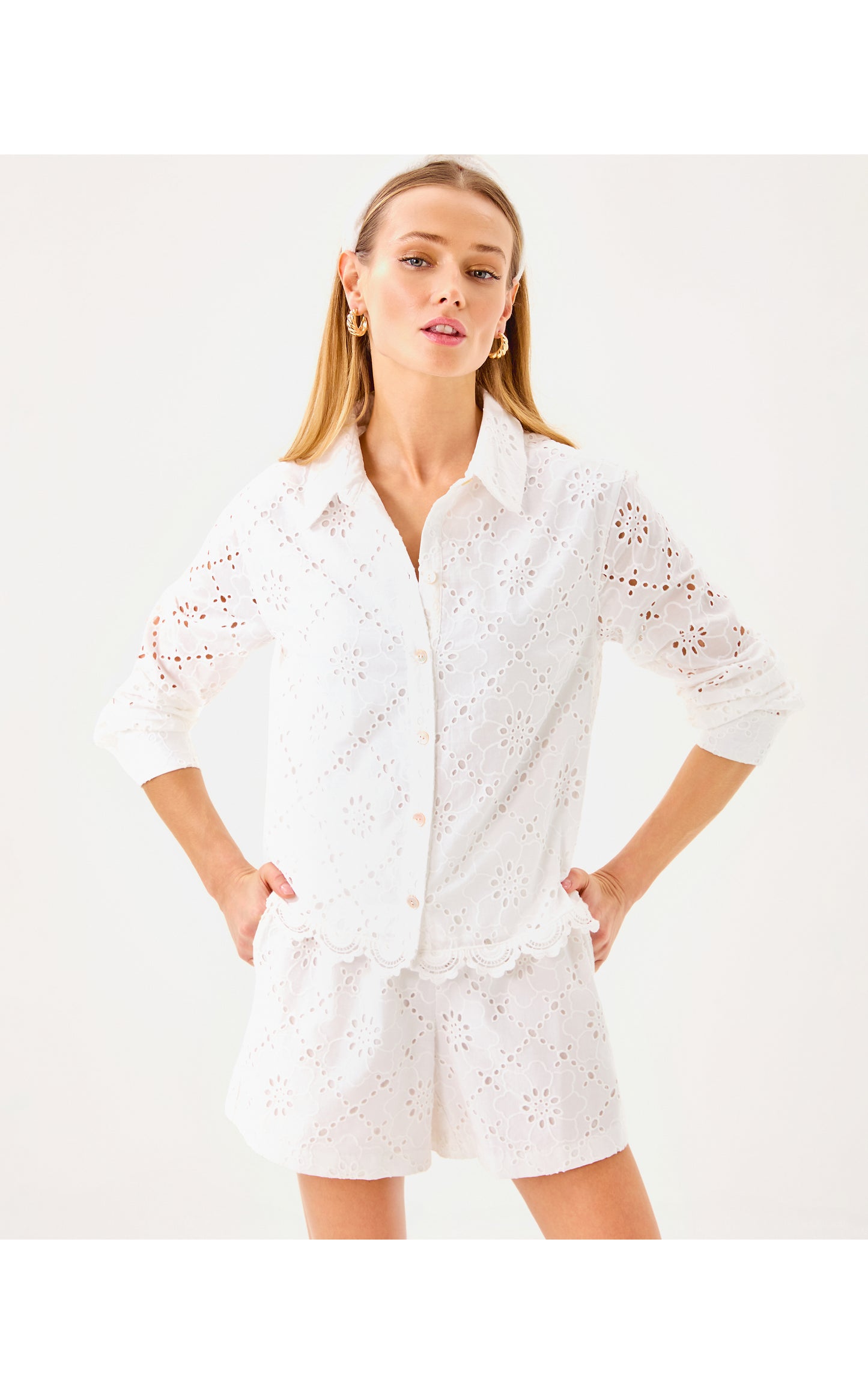 Singrid Eyelet Top - Resort White Beach Haven Eyelet