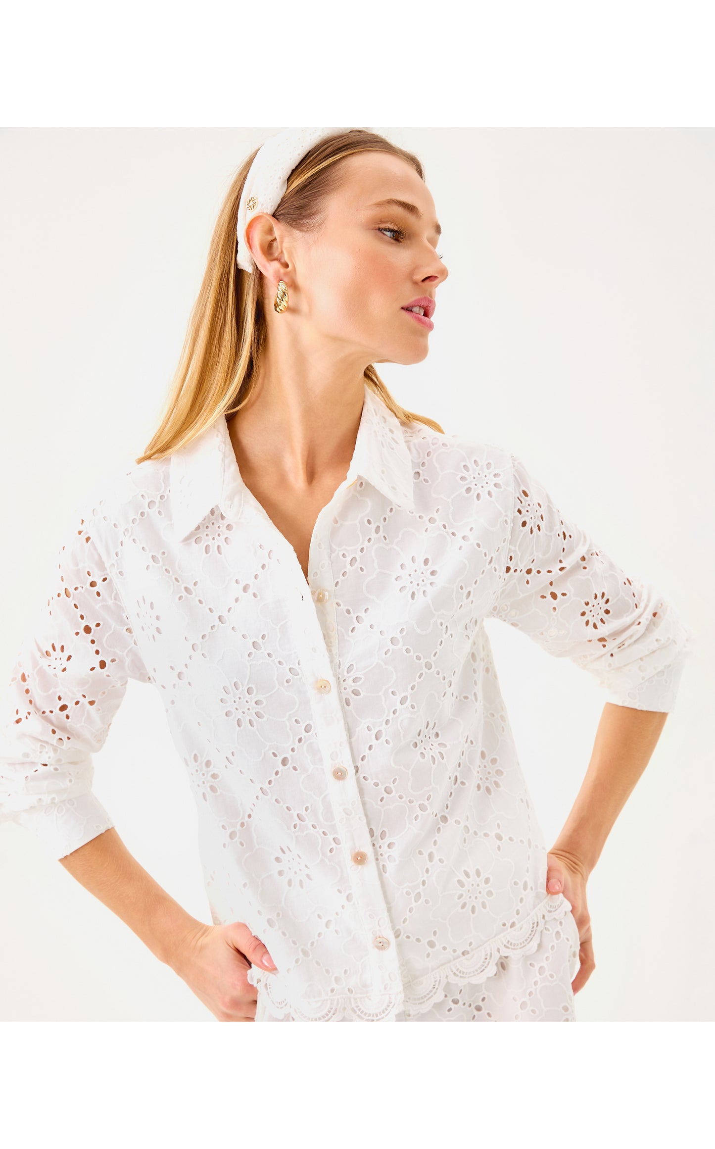 Singrid Eyelet Top - Resort White Beach Haven Eyelet