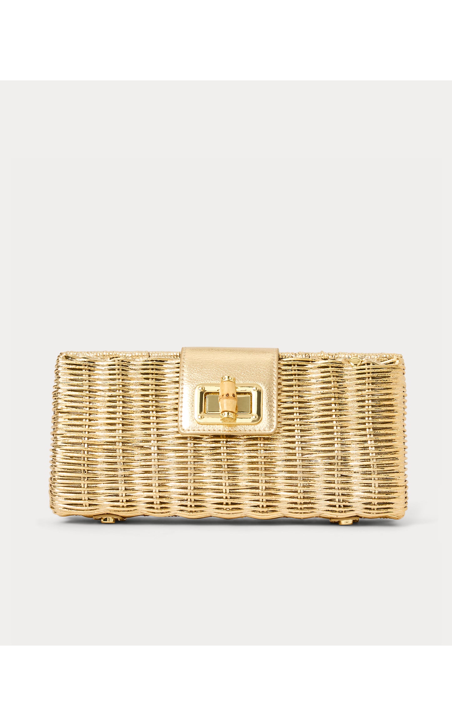 Leena Wicker Clutch - Gold Metallic