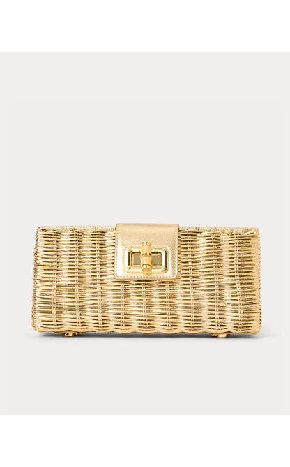 Leena Wicker Clutch - Gold Metallic