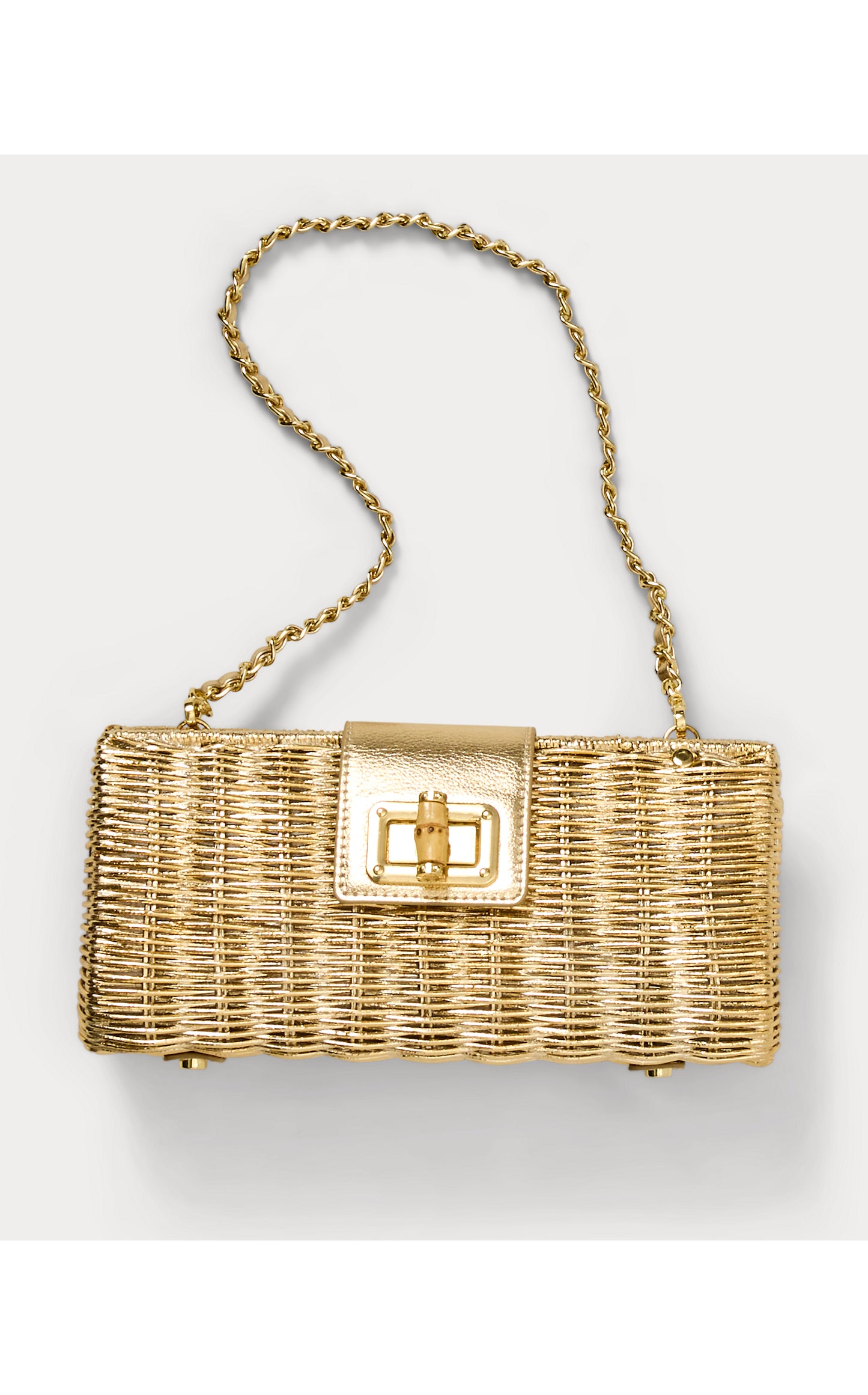 Leena Wicker Clutch - Gold Metallic