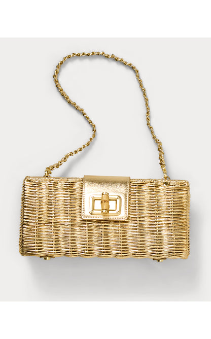 Leena Wicker Clutch - Gold Metallic
