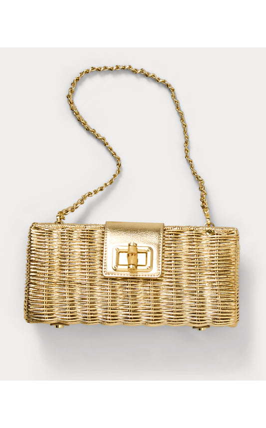 Leena Wicker Clutch - Gold Metallic