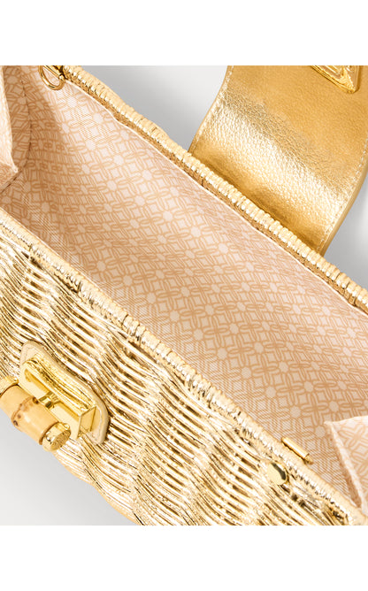 Leena Wicker Clutch - Gold Metallic