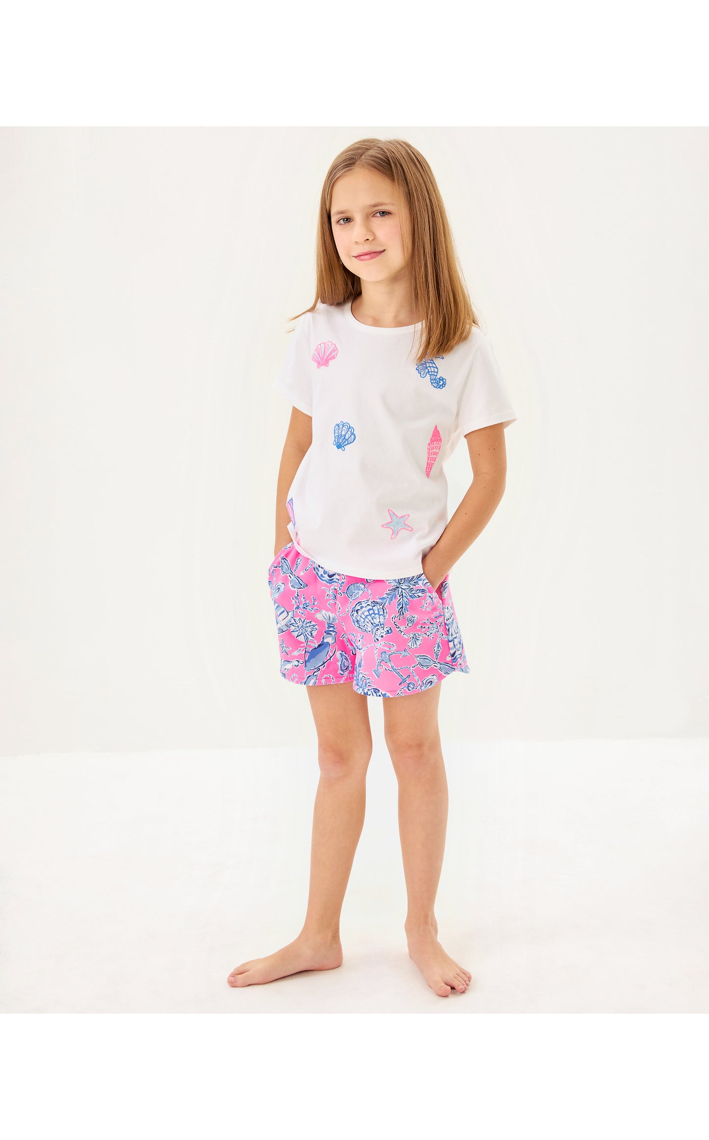 Girls Aviette Short - Rousseau Pink Barefoot Beachcombers
