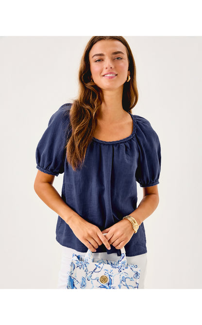 Calais Short Sleeve Top - Sapphire Pool