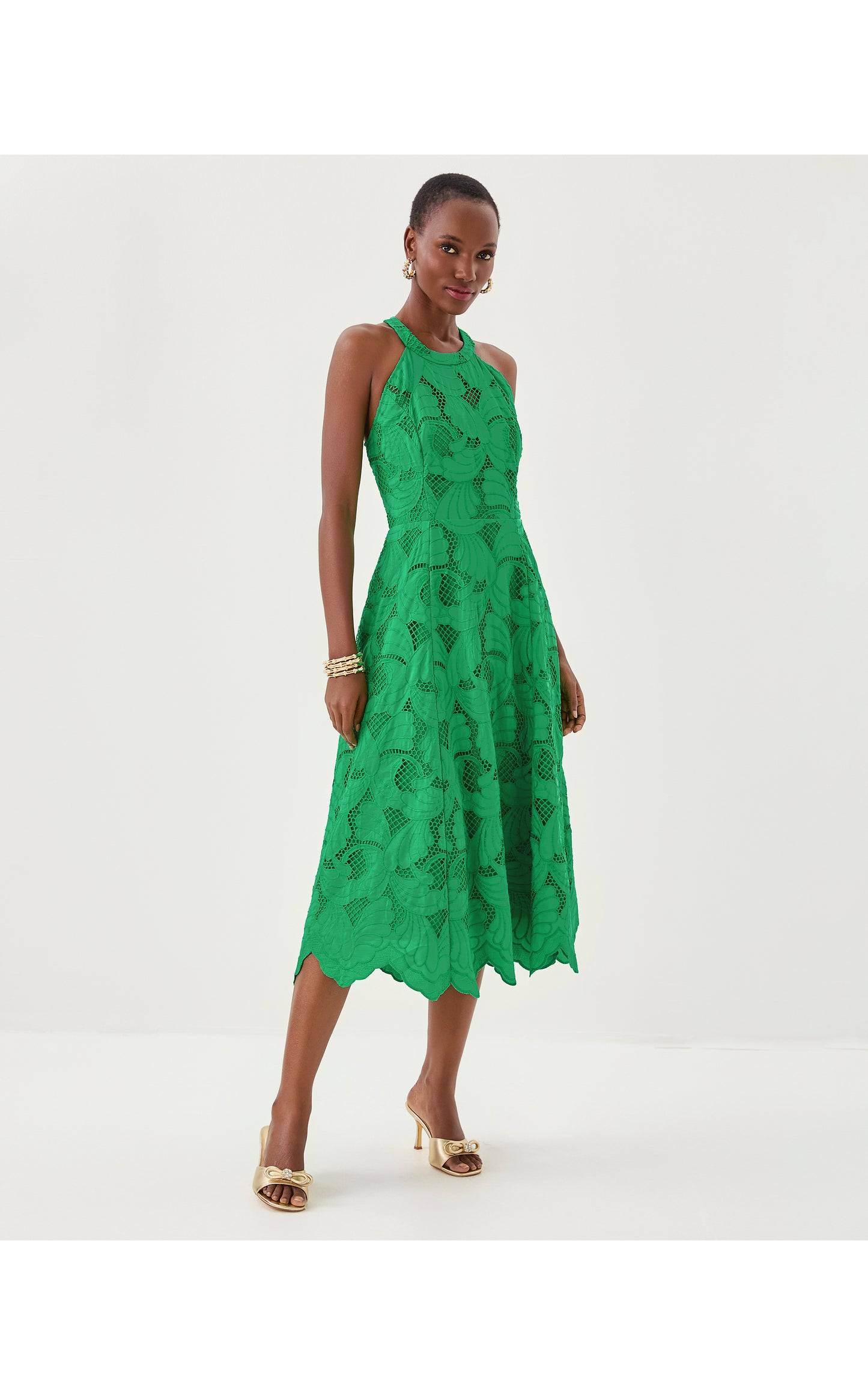 Denise Lace Midi Dress - Kitts Green Sway With Me Scalloped Lace
