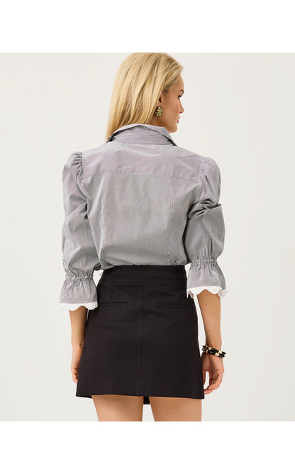 The RicRac Lilly Shirt - Noir Mirror Shirting Stripe