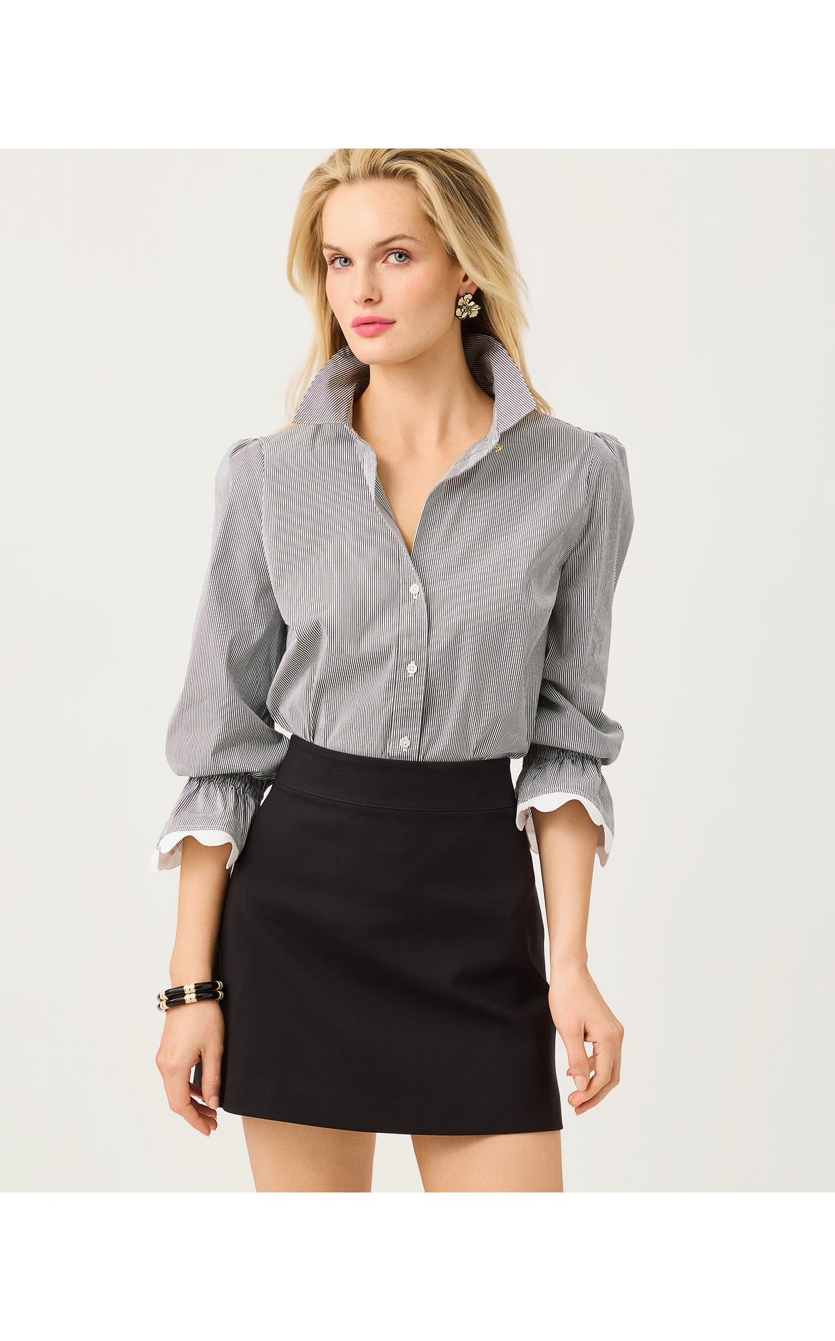 The RicRac Lilly Shirt - Noir Mirror Shirting Stripe