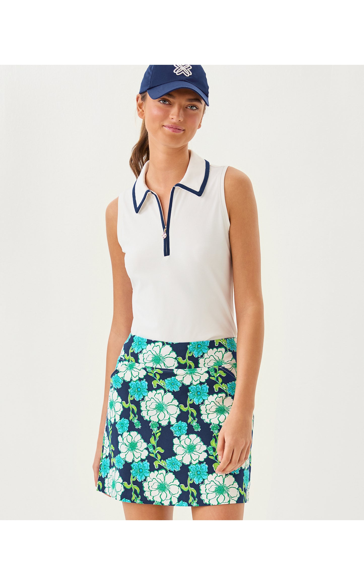 UPF50+ Frida Half Zip Sleeveless Polo - Coconut