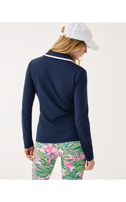 UPF50+ Frida Half Zip Long Sleeve Polo - Low Tide Navy