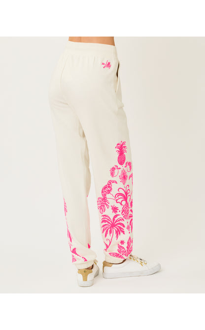 30" Silvie Embroidered Jogger - Coconut Safari Social Embroidery Pant