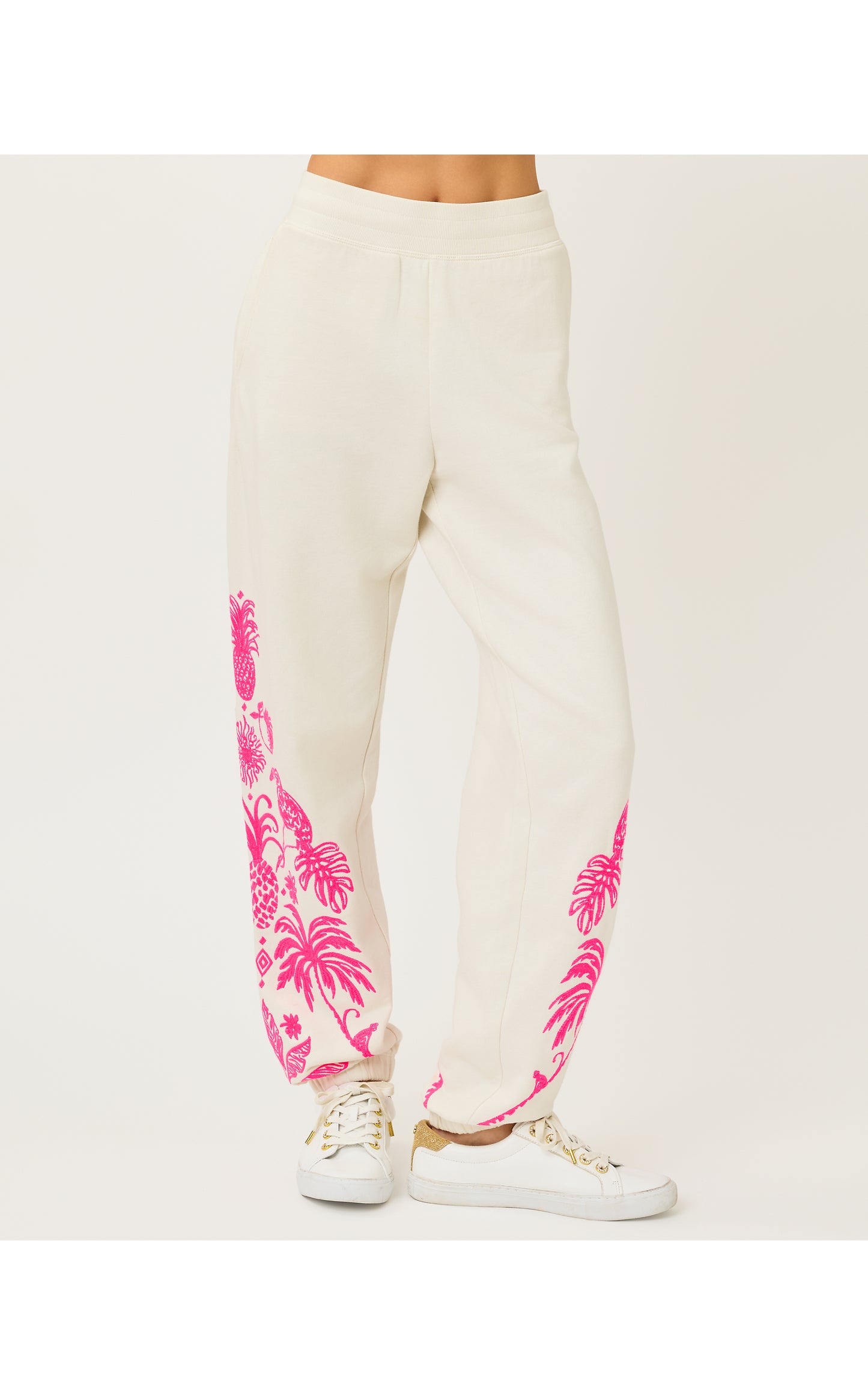 30" Silvie Embroidered Jogger - Coconut Safari Social Embroidery Pant