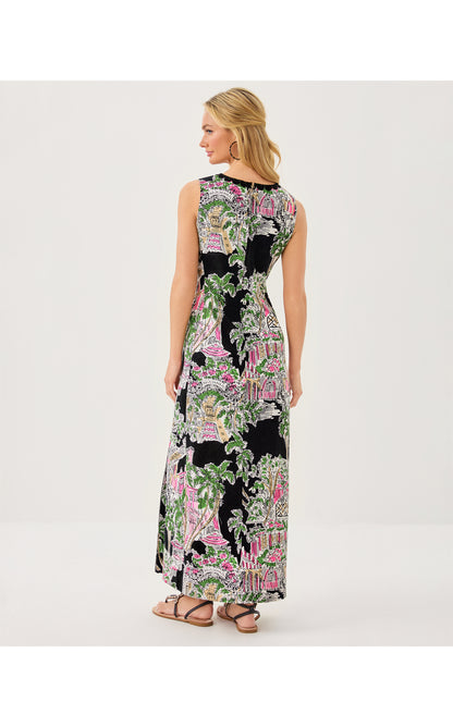 Darlene Stretch Maxi Shift Dress - Onyx Oversized Pb Anniversary Toile