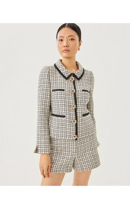 Kalara Boucle Jacket- Coconut Lurex Houndstooth Boucle
