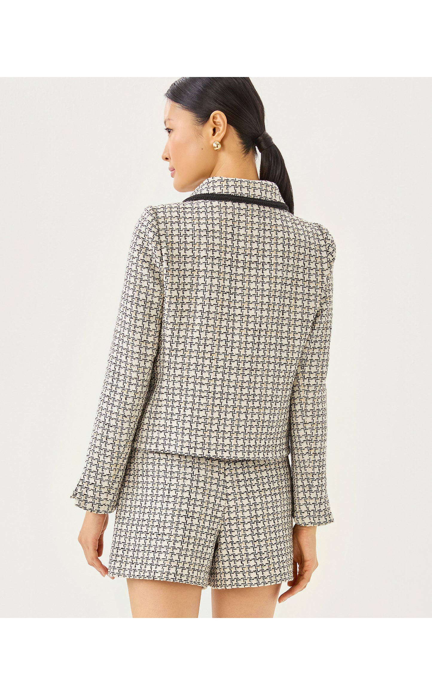 Kalara Boucle Jacket- Coconut Lurex Houndstooth Boucle