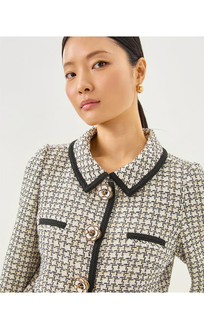 Kalara Boucle Jacket- Coconut Lurex Houndstooth Boucle