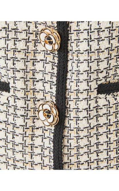 Kalara Boucle Jacket- Coconut Lurex Houndstooth Boucle